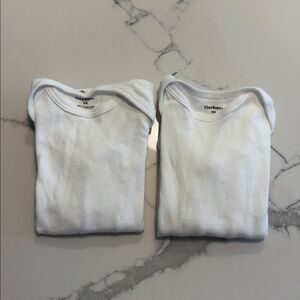 Gerber White Long Sleeve Baby Bodysuit Set